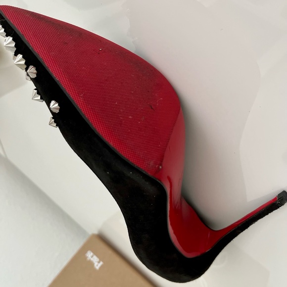 Drama Pump 100 Veau Velours Christian Louboutin Heels In Black/Silver, Size 38 - Picture 5 of 15